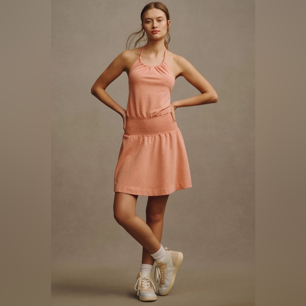 Anthropologie Sundays Embers Mini Dress Size Medium NEW Pink Halter Smocking